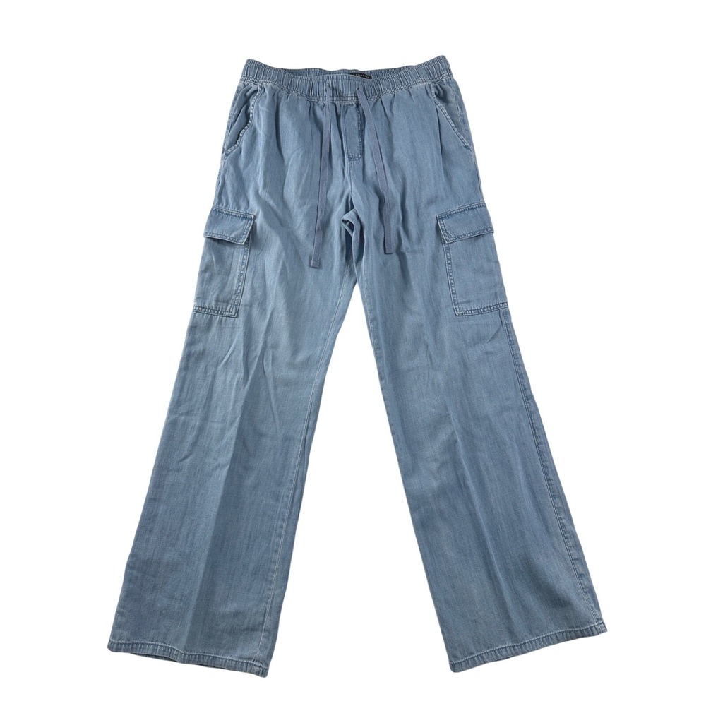 Social Standard by Sanctuary Blue Chambray Cargo Wide Leg Pants Large XP9291R4
